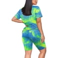 thumbnail image 4 of WAYUTE Womens 2 Piece Outfits Short Sleeve V Neck Stretchy Slim Fit Casual Sports Athletic Yoga Tie Dye Crop Top Shorts Set, 4 of 6