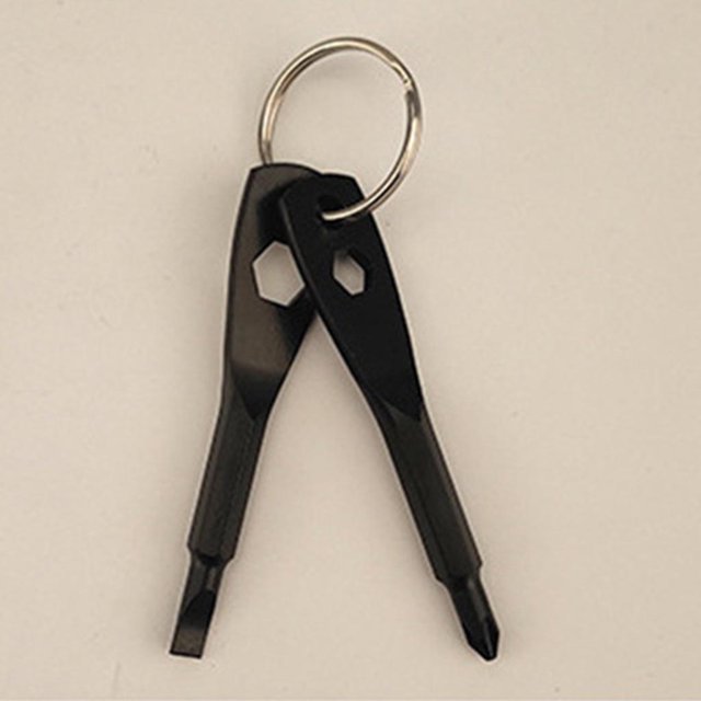 Bolsillo de herramienta de reparación de destornillador de llavero multifunción para mantenimiento diario Negro Cola Mini destornillador