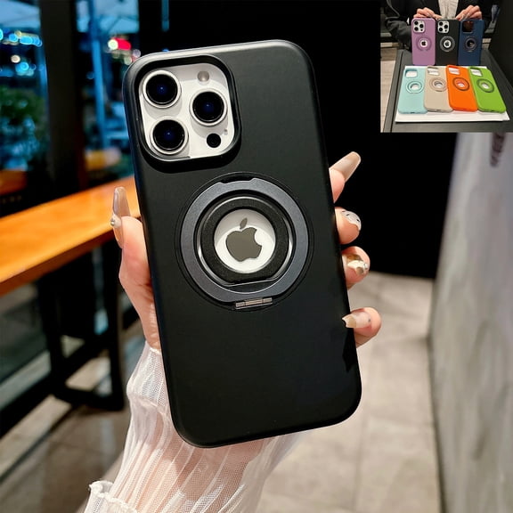 Allytechgroup For Apple iPhone 15 Case with 360° Grip Ring Holder Kickstand, Soft TPU Back Shockproof Back Cover Slim Lightweight Thin Protective Bumper Shell, [Wireless Charging], Black