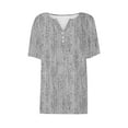 thumbnail image 3 of Womens Fashion Print Tops Short Sleeve Henley V Neck Shirts Casual Hollowed Out Tees Summer Loungewear Clothings, 3 of 4