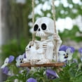 thumbnail image 4 of Happydeer Skeleton And Ghost Cat Figurine Halloween Swing Skeleton Ornament Gothic Hanging Decoration for Car Rearview Mirror Home Halloween Party Decor (White), 4 of 13