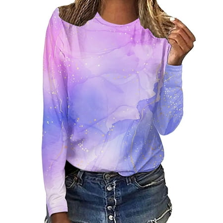 

ASEIDFNSA Long Sleeve Under Scrubs Shirts for Women Summer Sports Women Women Casual Gradient Print T Shirt Short Sleeve Shirt Loose Blouse Pullover Tops