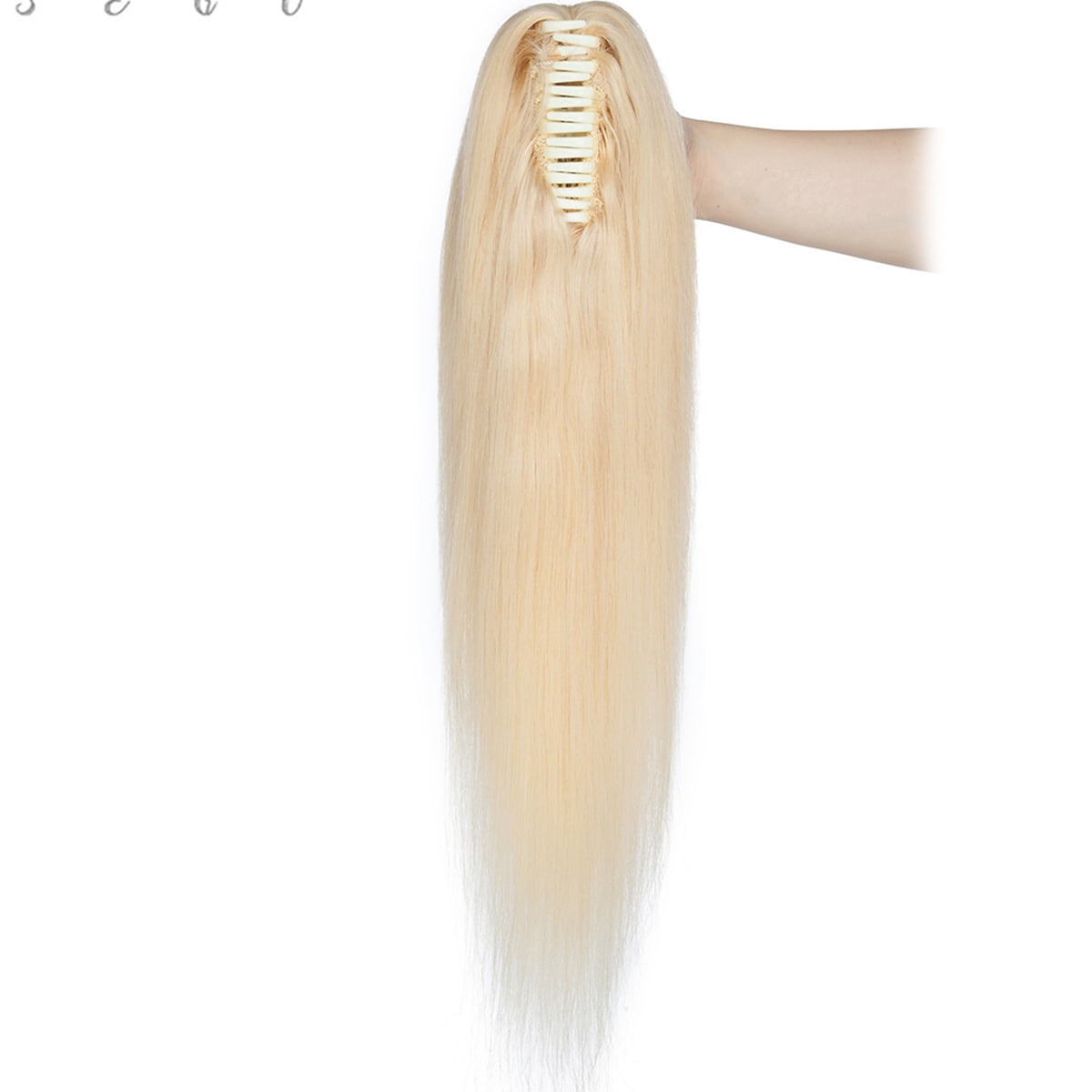 SEGO Jaw/Claw Clip in Hair Extensions Human Hair Clip in Ponytail Hair Extensions 100% Real Remy Hair Long Straight Thick Hair For Women