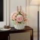 thumbnail image 1 of mfyjkho Arreglo floral de seda artificial con jarrón de cerámica, decoración de plantas falsas para el hogar, la oficina, la boda, la fiesta, centro de mesa estilo orejas de conejo., 1 of 6