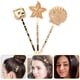 thumbnail image 4 of 3 pinzas para el pelo con forma de concha dorada, pasadores de metal para el pelo, accesorios para el pelo de playa, coleta, moño para mujeres y niñas, 4 of 7