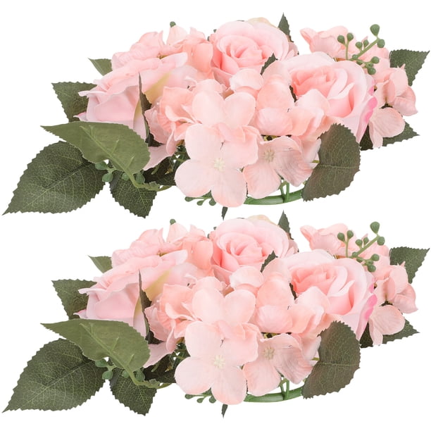 WORGEOUS 2pcs Artificial Rose Wraath Corebas Anillos de la guarnición de bodas Decoración de la guarnición