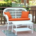 thumbnail image 5 of Jeco Santa Maria White Wicker Patio Love Seat And Coffee Table Set Without Cushion, 5 of 11