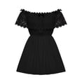 thumbnail image 2 of Karymi Summer Dresses for Women Elegant Off Shoulder Lace Ruffle Mini Dress, Elastic Waist Casual Flowy A-Line Party Dress Womens Dresses, 2 of 5
