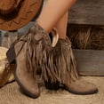 thumbnail image 2 of Western Fringe Pointed Toe Mid-Calf Boots For Women Versatile Plus Size Fashion Ankle Boots With Heel Comfortable Everyday Wear, 2 of 7