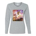thumbnail image 2 of Unicorn Fanstasy Rainbow Castle Female Graphic Long Sleeve T-Shirt, Heather Grey, Medium, 2 of 3