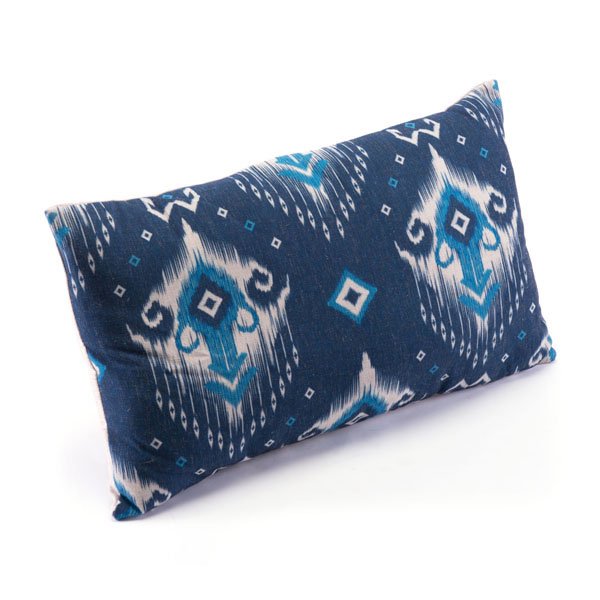 Ikat Lumbar Pillow 1 Blue & Natural