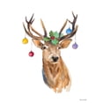 thumbnail image 2 of Loreth, Lanie 15x18 White Modern Wood Framed Museum Art Print Titled - Deer with Holly and Ornaments, 2 of 4