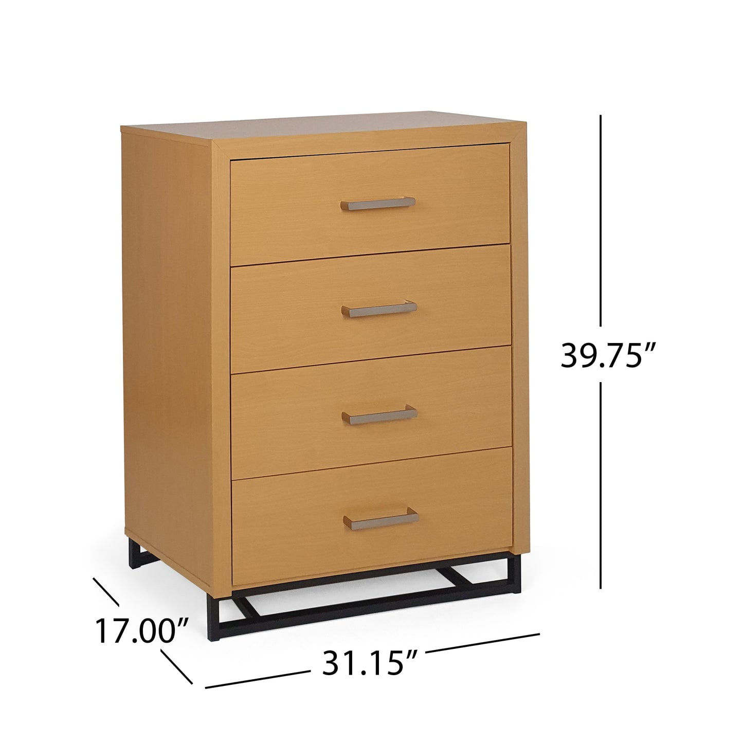 Resenkos Tall Dresser for Bedroom with 4 Drawers, Chest of Drawers with Sturdy Metal Frame for Nursery, Maple