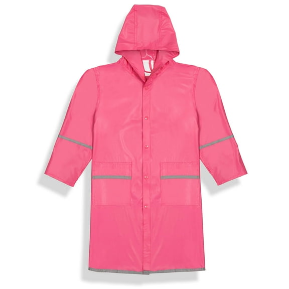 FFabugears Kids Raincoat for Girls Full Length Waterproof Jacket with Reflectors| Size: XXL (17-18) Color: Pink