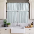 thumbnail image 2 of Striped Curtain Valances Set Ocean Turquoise Starfish Shell Jellyfish Coral Kitchen Curtains 24&nbsp;inch Length Rod Pocket Valance and Tiers 3 Piece Set Small Bedroom Bathroom Laundry Decor, 2 of 9