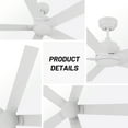 thumbnail image 4 of CARRO  Bijou 60"  5-Blade Indoor Ceiling Fan with Remote-Downrod-White, 4 of 5