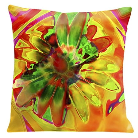 Lama Kasso 755 Vibrant Orange Daisy 18 in. Square Super-Suede Pillow