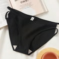 thumbnail image 2 of Women's Underwear Soft Sexy String Panties, Japanese Style Solid Color Seamless Mid Waist Briefs Fashion Sexy Antibacterial Cotton Brief Panties,Black,L, 2 of 2