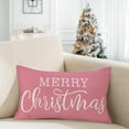 thumbnail image 4 of Pink Christmas Lumbar Pillow Cover 12x20 Inches for Christmas Decorations Merry Christmas Throw Pillow Covers Winter Holiday Cushion Case Decoration for Sofa Couch, 4 of 6