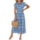 thumbnail image 1 of Vestido de verano GRACE KARIN, casual, sin mangas, playa, blanco y azul, 1 of 5