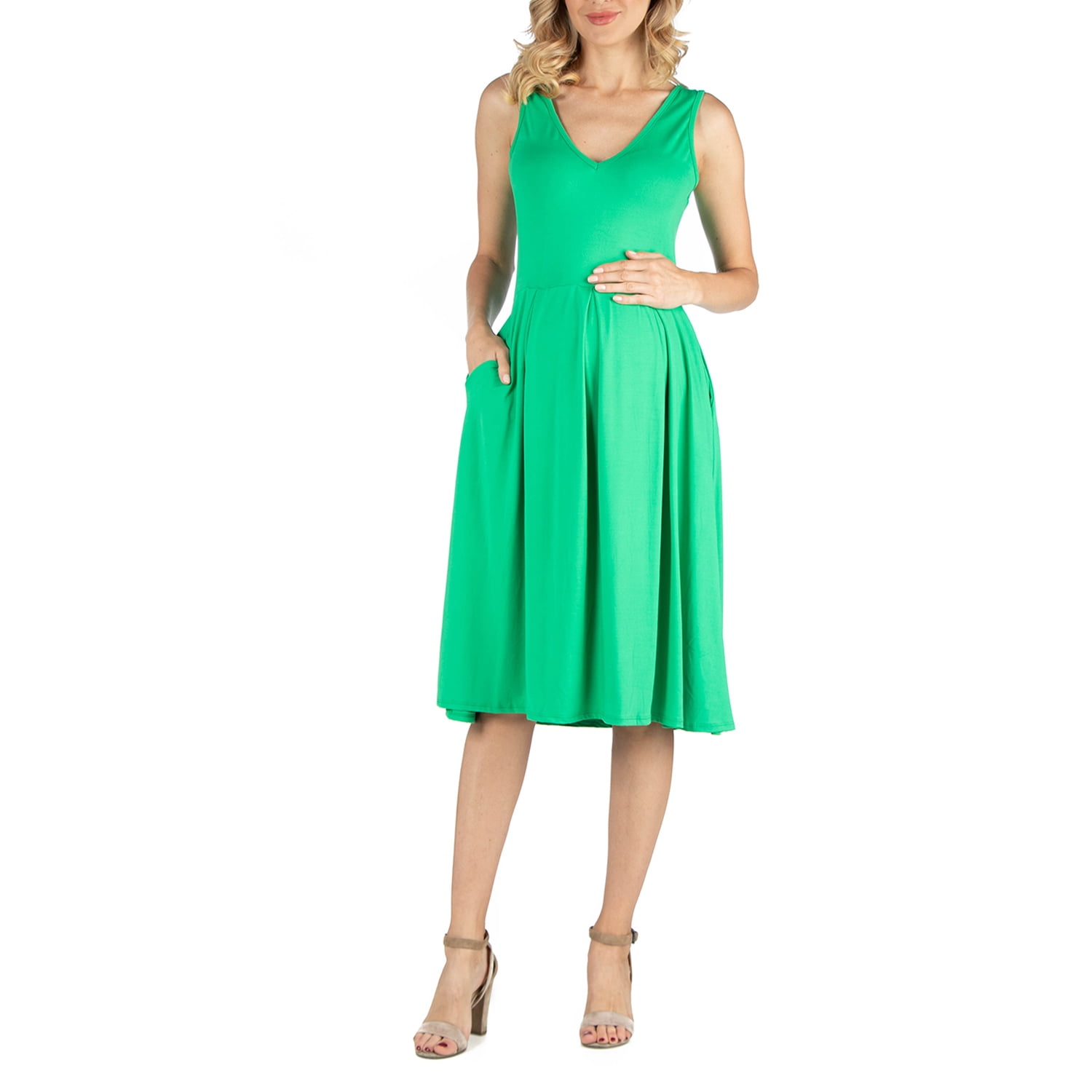 fit and flare midi dress with pockets