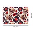 Bathroom Rugs Mat, record lips Skull Washable Non Slip Bath Kitchen Mat