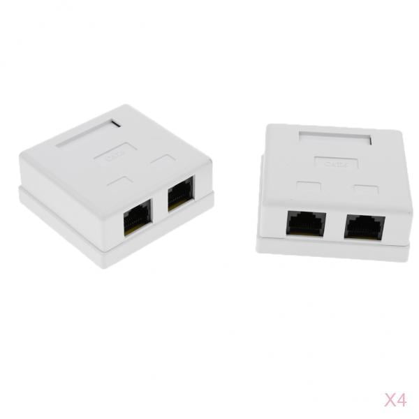 8x RJ45 cat six Superficie Montaje En Pared Ethernet De Red Puerto Doble 8P8C