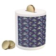 thumbnail image 2 of Party Piggy Bank, Starry Space with Balloons Tied to Rockets Boys Birthday Celebration, Ceramic Coin Bank Money Box for Cash Saving, 3.6" X 3.2", Violet Blue Yellow, by Ambesonne, 2 of 4