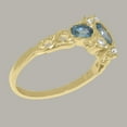 thumbnail image 4 of LBG British Made 14k Yellow Gold ring with Natural Blue Topaz & Diamond Womens Engagement Ring - 33 size options - Size 11, 4 of 5