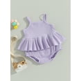 thumbnail image 6 of Aojekbee Girls Summer 2PCS Shorts Sets Solid Color Sleeveless Cami Tops Tiered Ruffle Shorts Sets, 6 of 10
