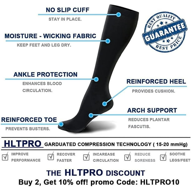 HHHC Compression Socks for Women & Men Circulation (4 Pairs) - Best Support  for Running, Travel, Athletic, Nurse, Medical Black 4 Pairs