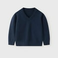 thumbnail image 2 of SGMVNU Toddler Knit Sweater Kids Boys Girls Warm Sweater Soild Pullover Ribbed V Neck Top Clothes Fall Winter Outfits(Size 10-11 Years,Navy), 2 of 7