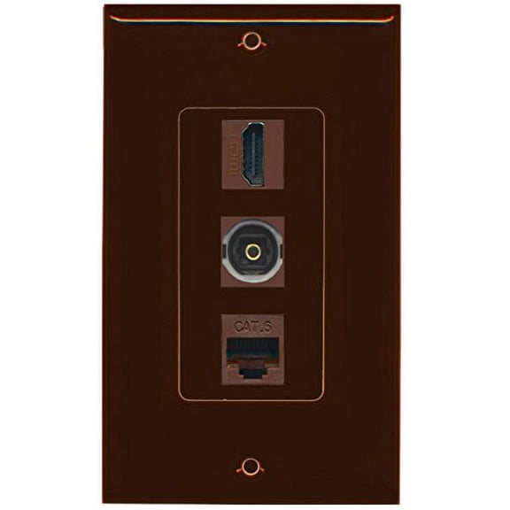 RiteAV - 1 Port HDMI and 1 Port Toslink and 1 Port Cat6 Ethernet Decorative Wall Plate - Brown