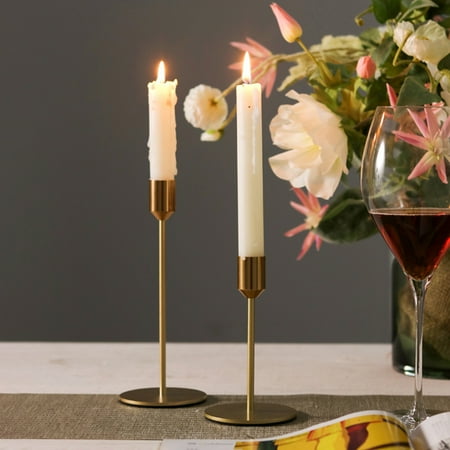 Gold Metal Candlestick Holders, Taper Candle Holders Decorative Candle ...