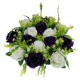 thumbnail image 1 of Ramo de 14 rosas artificiales decorativas de seda para bodas, jardines, fiestas en interiores y exteriores. Púrpura, 1 of 7