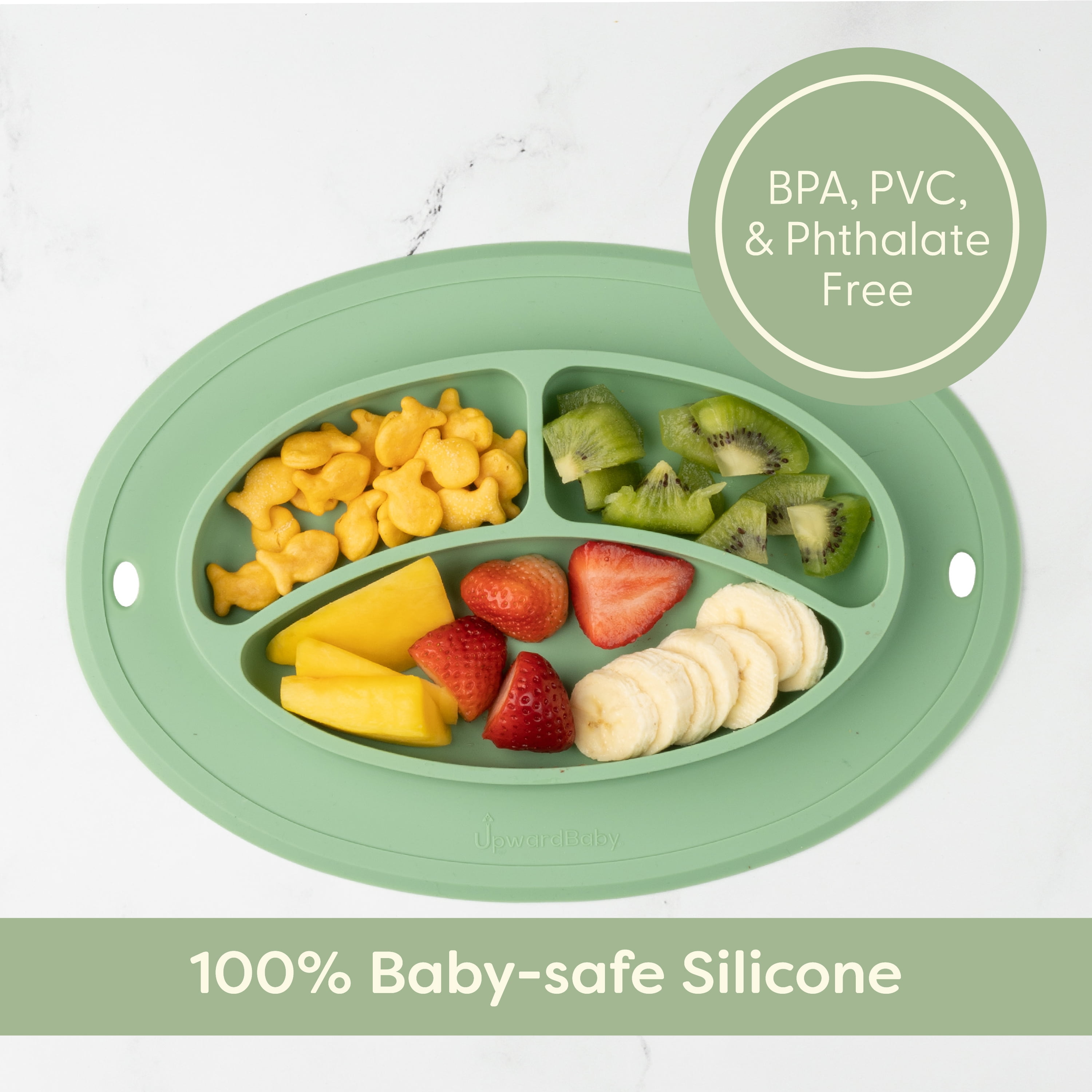 UpwardBaby Divider Plate with Suction Placemat - BPA Free - 100% Food-Grade Silicone - 6m+