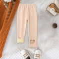 thumbnail image 5 of Zwiiyzr Toddler Girls Winter Leggings Fleece Lined Tights Footless Elastic Cotton Full Length Pants for 2-8 Years Old Khaki, 5 of 7