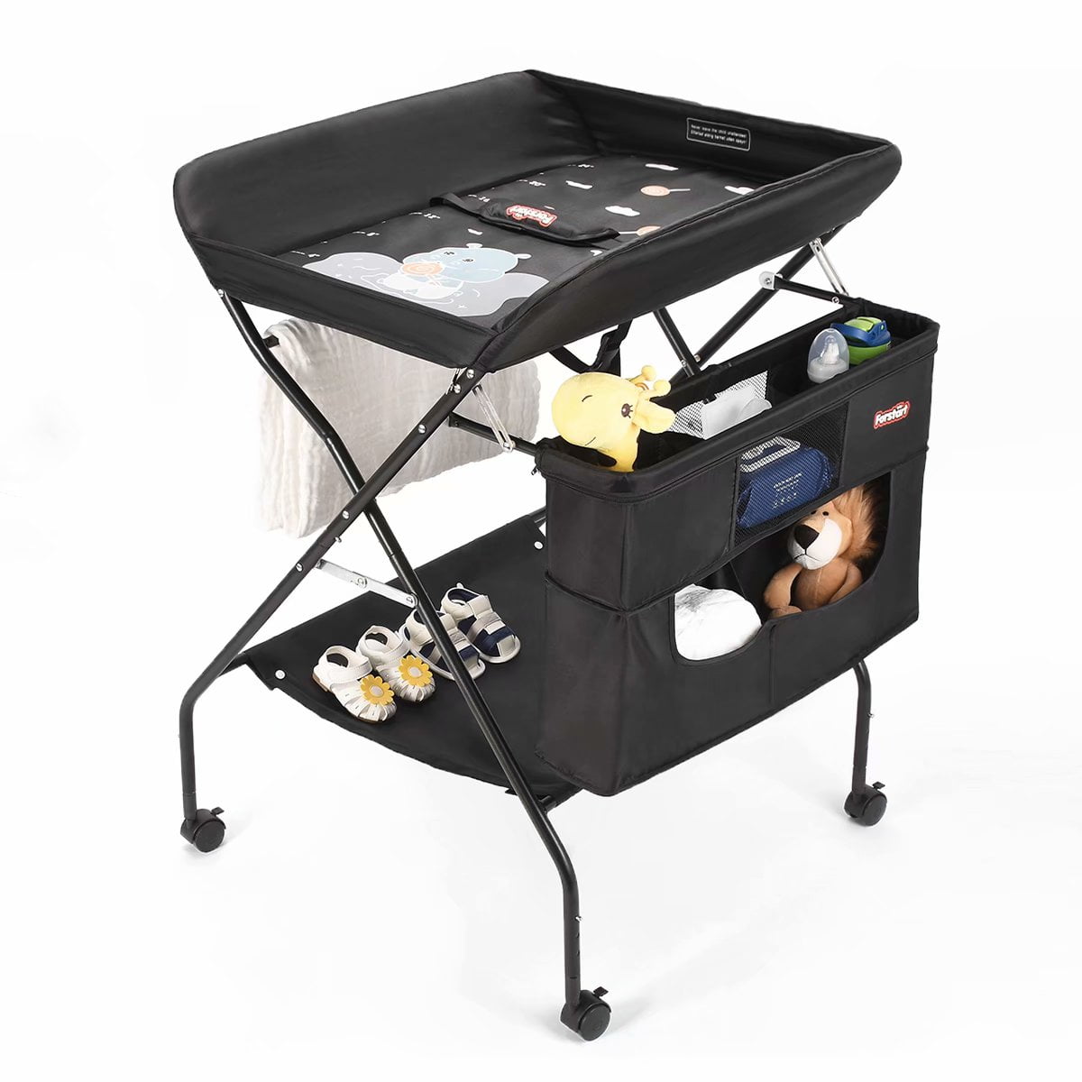 Forstart Mobile Baby Changing Table Stand with Wheels