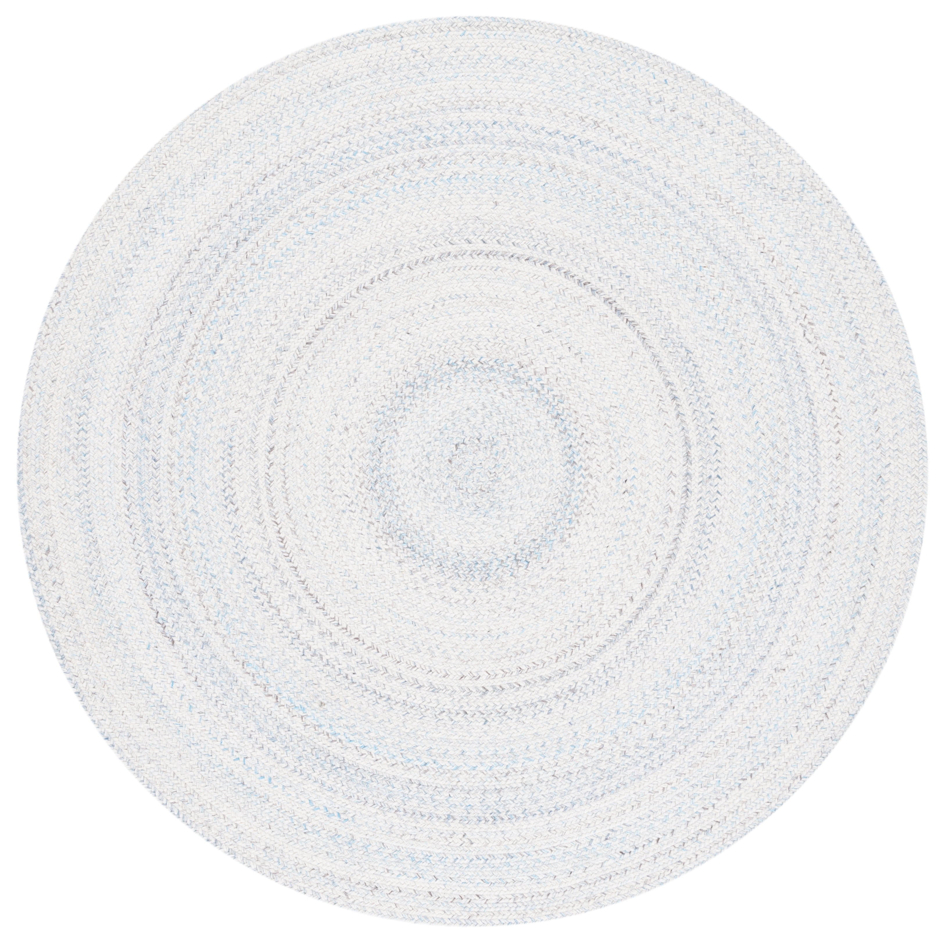 SAFAVIEH Braided Lyla Solid Polyester Reversible Area Rug, Ivory/Light Blue, 3' x 3' Round