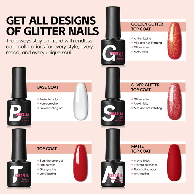 COSELIA 35 Colors Gel Nail Polish Kit with U V Light 5PCS Top Base Coat Colorful Gel Kit for Beginners Nail Decoration Stickers Gifts for Women - Walmart.com COSELIA 35 Colors Gel Nail Polish Kit with U V Light 5PCS Top Base Coat Colorful Gel Kit for Beginners Nail Decoration Stickers Gifts for Women - Walmart.com