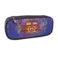 thumbnail image 2 of Picia Peace And Love Pattern Large Capacity PU Leather Pencil Case Organizer Pen Marker Holder Double Zipper Storage Bag Big Pencil Pouch for College Office, 2 of 6