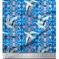 thumbnail image 1 of Soimoi Moss Georgette Fabric Floral Damask & Stork Bird Decor Fabric Printed Yard 42 Inch Wide, 1 of 3