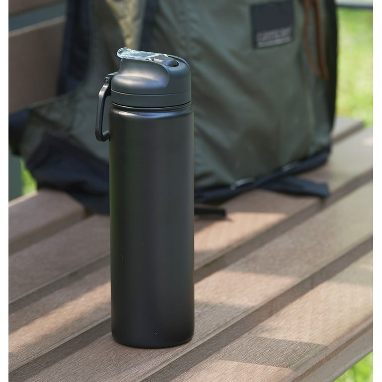 Mainstays 40 fl oz Solid Print Insulated Stainless Steel Water Bottle with 2 Interchangeable Lids, Blue, Size: One Size