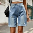 thumbnail image 6 of YYUIJK Womens Denim Shorts Stretchy Skinny Distressed Ripped High Waisted Rollup Summer Designed Ladies Boyfriend Hot Denim Jeans Short Pants Light Blue M, 6 of 7