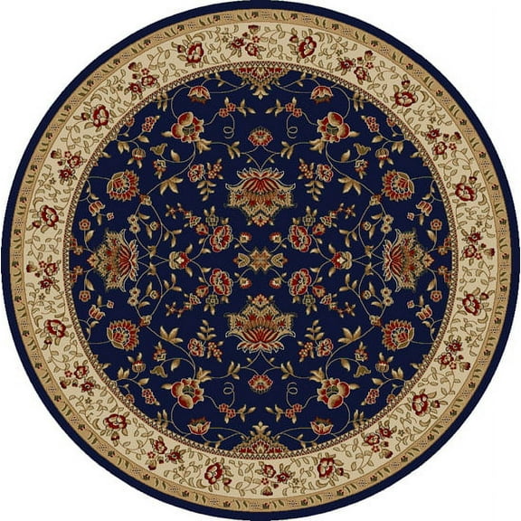 Vitaly Rafiqi Area Rug 1597 Navy Blue Italian Bordered 8' x 8' Round