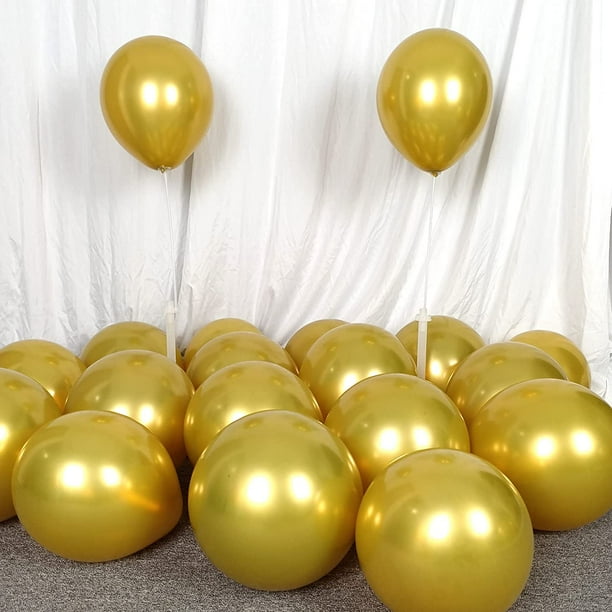 Globos de oro de metal de cromo de 12 pulgadas y 50 paquetes de globos de látex KIRIKOU de espesor para la decoración de globos de helio en la fiesta de Navidad de graduación de bodas de cumpleaños