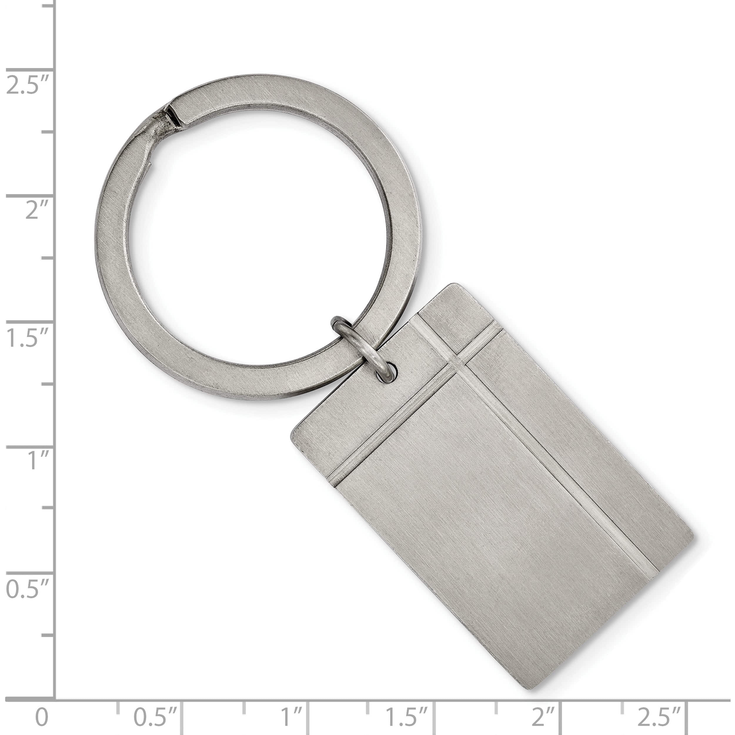 Stainless Steel Brushed And Grooved Key Ring (66.51 X 24) Made In China srk154