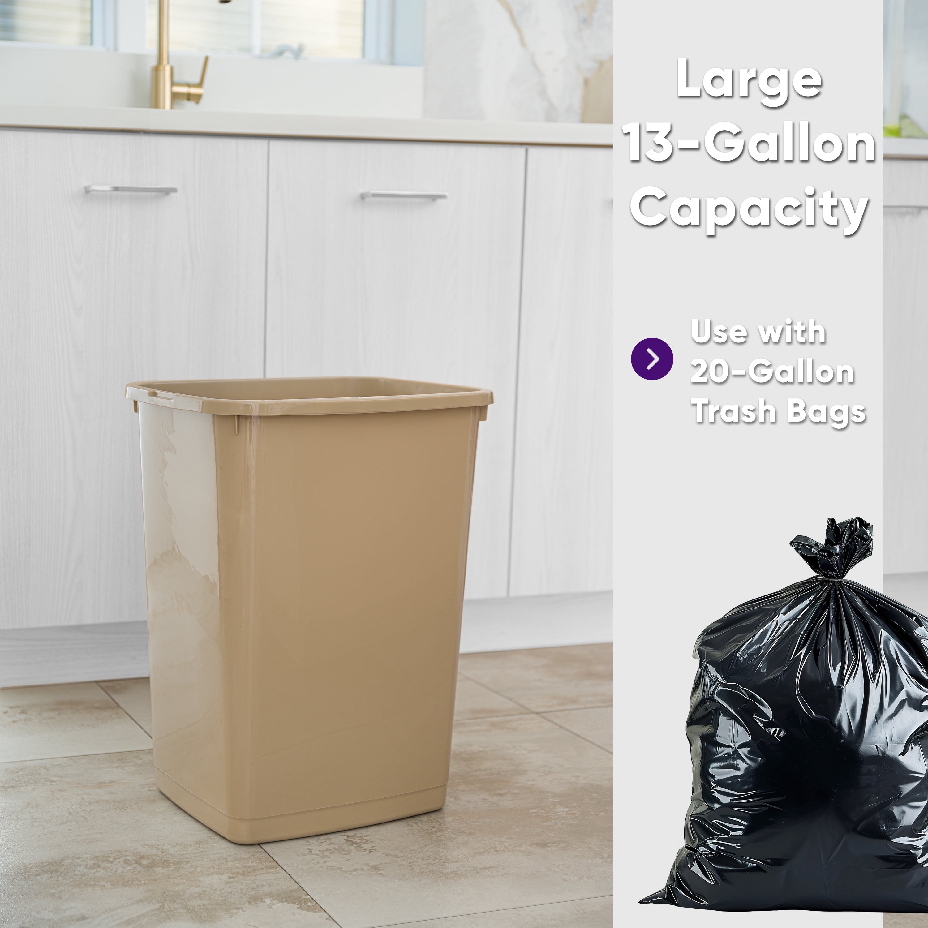ごみ箱 wackomaria trash can large Superio Large Kitchen Trash Can 13 Gallon, 52 Qt Waste Bin for
