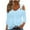 Light Blue, variant on TKLPEHG Womens Casual Tops Fashion Casual Summer V Neck Eyelet Cold Shoulder Tops Short Sleeve T Shirts Loose Lightweight Going Out Tops Solid Color Blouses(Light Blue,L)
