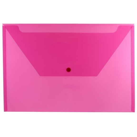 JAM Paper Plastic Envelopes with Snap Closure, Legal Booklet, 9 3/4 x 14 1/2, Fuchsia Pink, 3/Pack